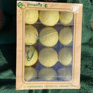 Christmas Pyramid Glitter Ornaments Unbreakable 12 Vintage